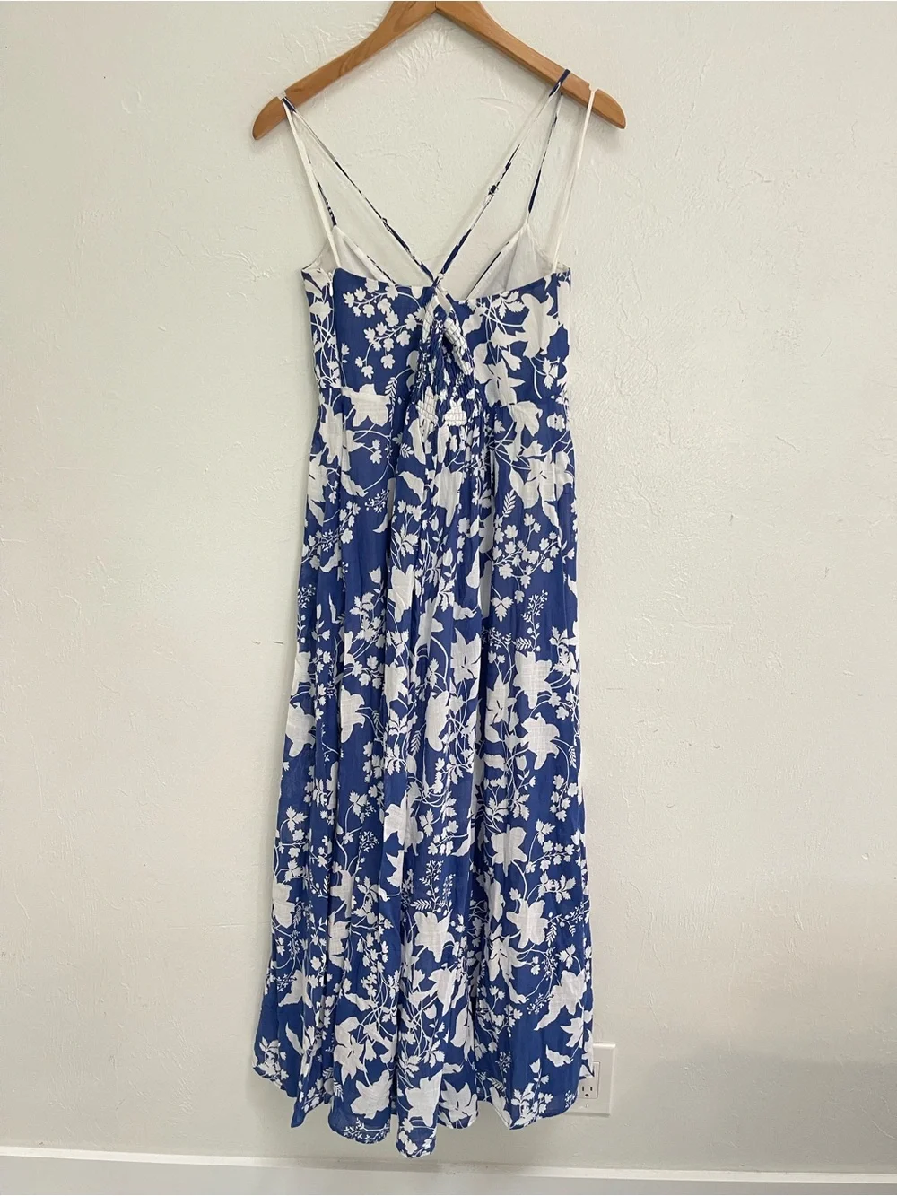 Zara Blue & White Floral Maxi Dress - Spaghetti Straps